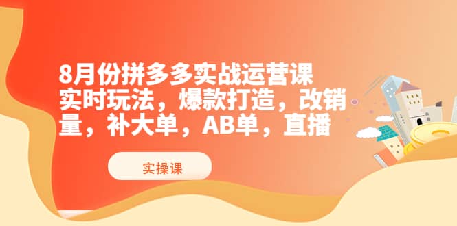8月份拼多多实战运营课,实时玩法,爆款打造,改销量,补大单,AB单,直播网创吧-网创项目资源站-副业项目-创业项目-搞钱项目网创吧