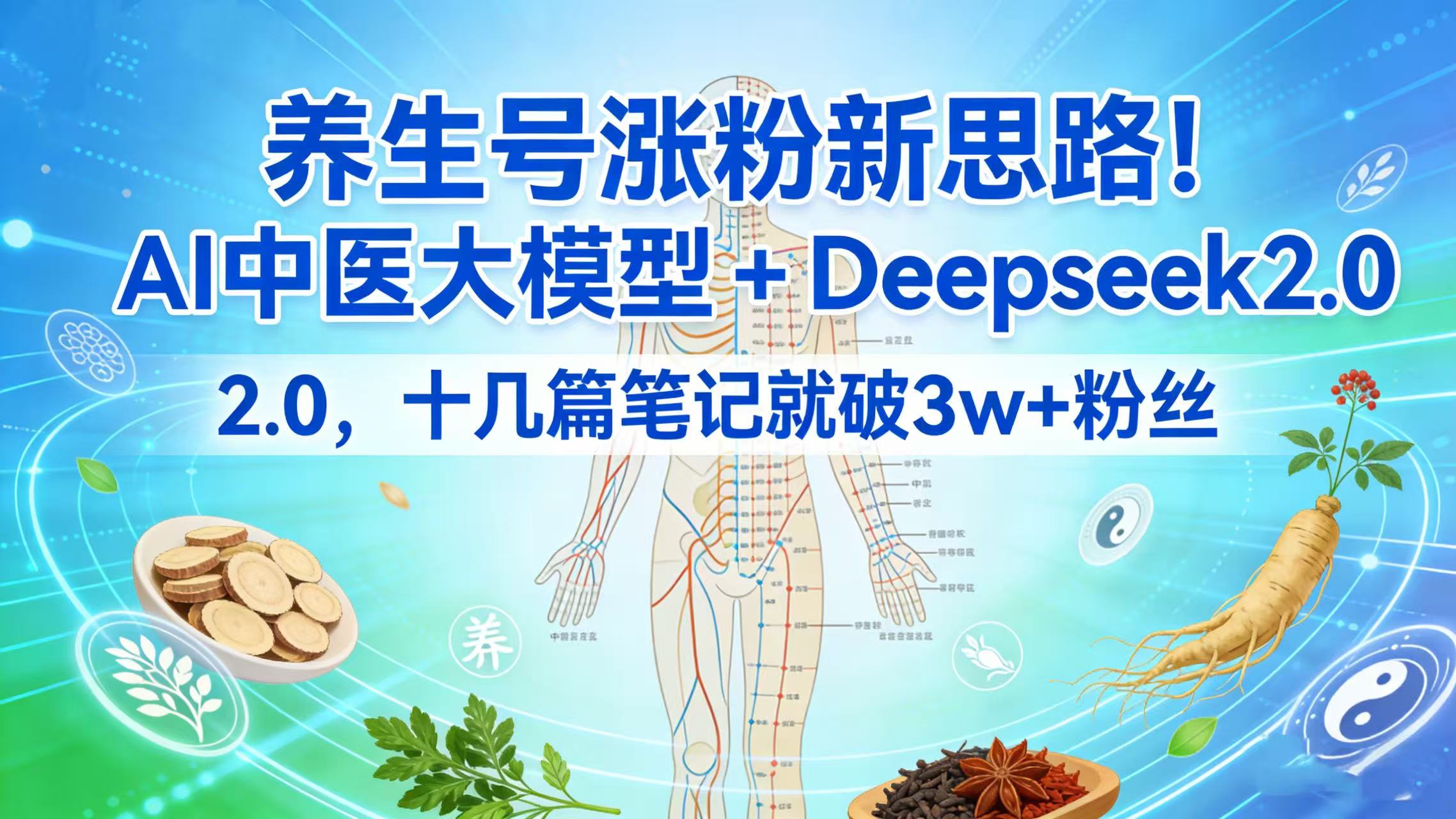 养生号涨粉新思路!AI 中医大模型 + Deepseek 2.0,十几篇笔记就破 3w + 粉丝网创吧-网创项目资源站-副业项目-创业项目-搞钱项目网创吧