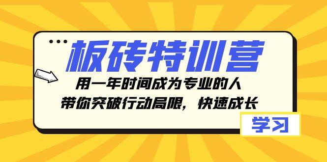 板砖特训营,用一年时间成为专业的人,带你突破行动局限,快速成长网创吧-网创项目资源站-副业项目-创业项目-搞钱项目网创吧