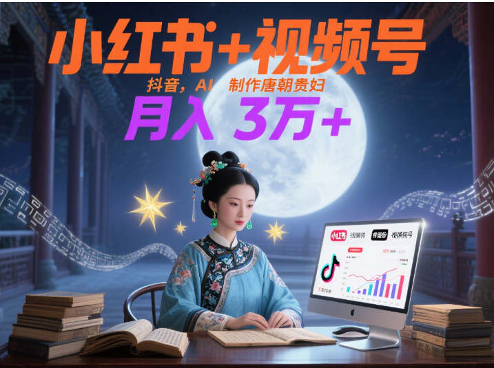 小红书+视频号+抖音,AI轻松制作唐朝贵妇IP,毒鸡汤、励志、减肥瘦身、养生赛道轻松切入,每天30分钟,轻松产出N条,月入3万+ 网创吧-网创项目资源站-副业项目-创业项目-搞钱项目网创吧