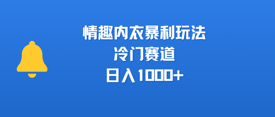 情趣内衣暴利玩法，冷门赛道，日入1000+网创吧-网创项目资源站-副业项目-创业项目-搞钱项目网创吧