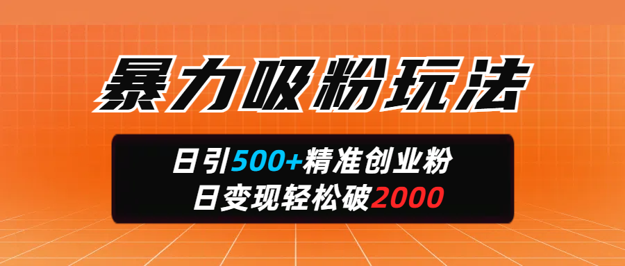 暴力吸粉玩法,日引500+精准创业粉,日变现轻松破2000网创吧-网创项目资源站-副业项目-创业项目-搞钱项目网创吧