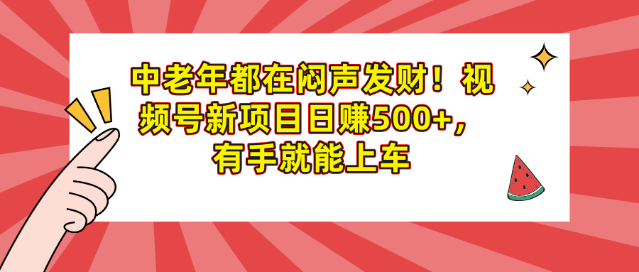 中老年都在闷声发财！视频号新项目日赚500+，有手就能上车网创吧-网创项目资源站-副业项目-创业项目-搞钱项目网创吧