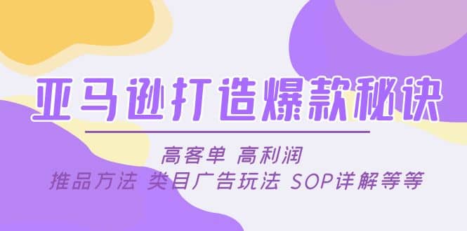 亚马逊打造爆款秘诀:高客单 高利润 推品方法 类目广告玩法 SOP详解等等网创吧-网创项目资源站-副业项目-创业项目-搞钱项目网创吧