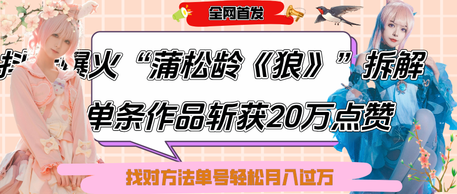 抖音爆火“蒲松龄《狼》”实战拆解，仅6条作品涨粉24W,单条作品收获20万点赞，找对方法轻松起号月入过万网创吧-网创项目资源站-副业项目-创业项目-搞钱项目网创吧