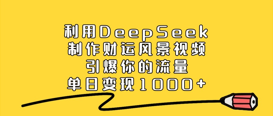 利用DeepSeek制作财运风景视频，单日变现1000+，引爆你的流量网创吧-网创项目资源站-副业项目-创业项目-搞钱项目网创吧