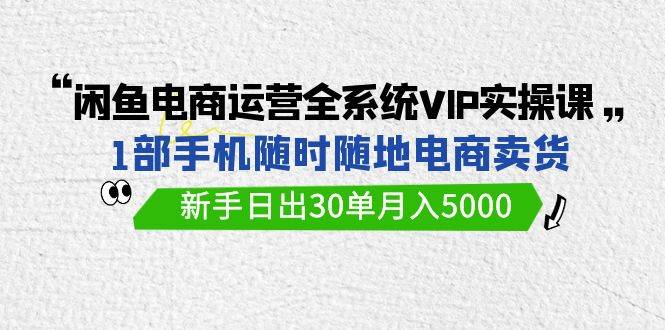 闲鱼电商运营全系统VIP实战课,1部手机随时随地卖货,新手日出30单月入5000网创吧-网创项目资源站-副业项目-创业项目-搞钱项目网创吧