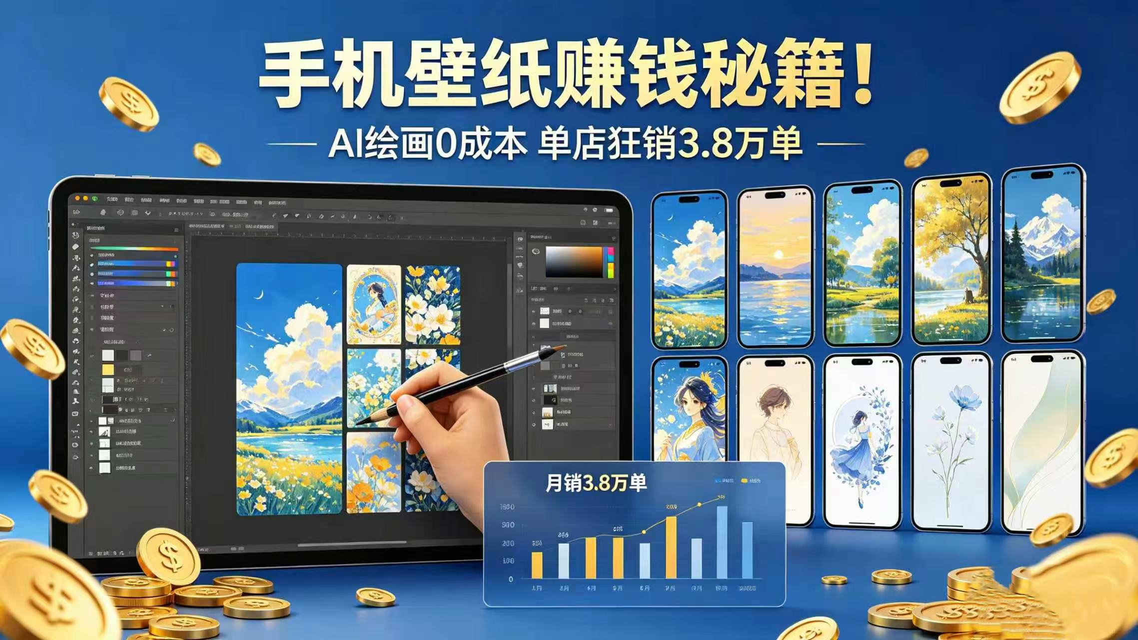 手机壁纸赚钱秘籍！AI 绘画 0 成本 单店狂销 3.8 万单-盛洪云创-网创项目资源站-副业项目-创业项目-搞钱项目盛洪云创