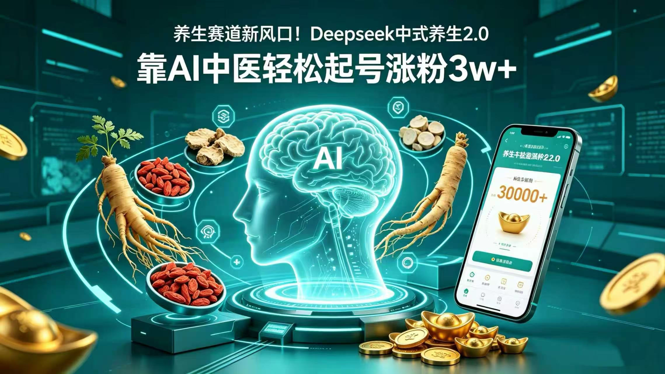 养生赛道新风口！Deepseek 中式养生 2.0，靠 AI 中医轻松起号涨粉 3w+-盛洪云创-网创项目资源站-副业项目-创业项目-搞钱项目盛洪云创