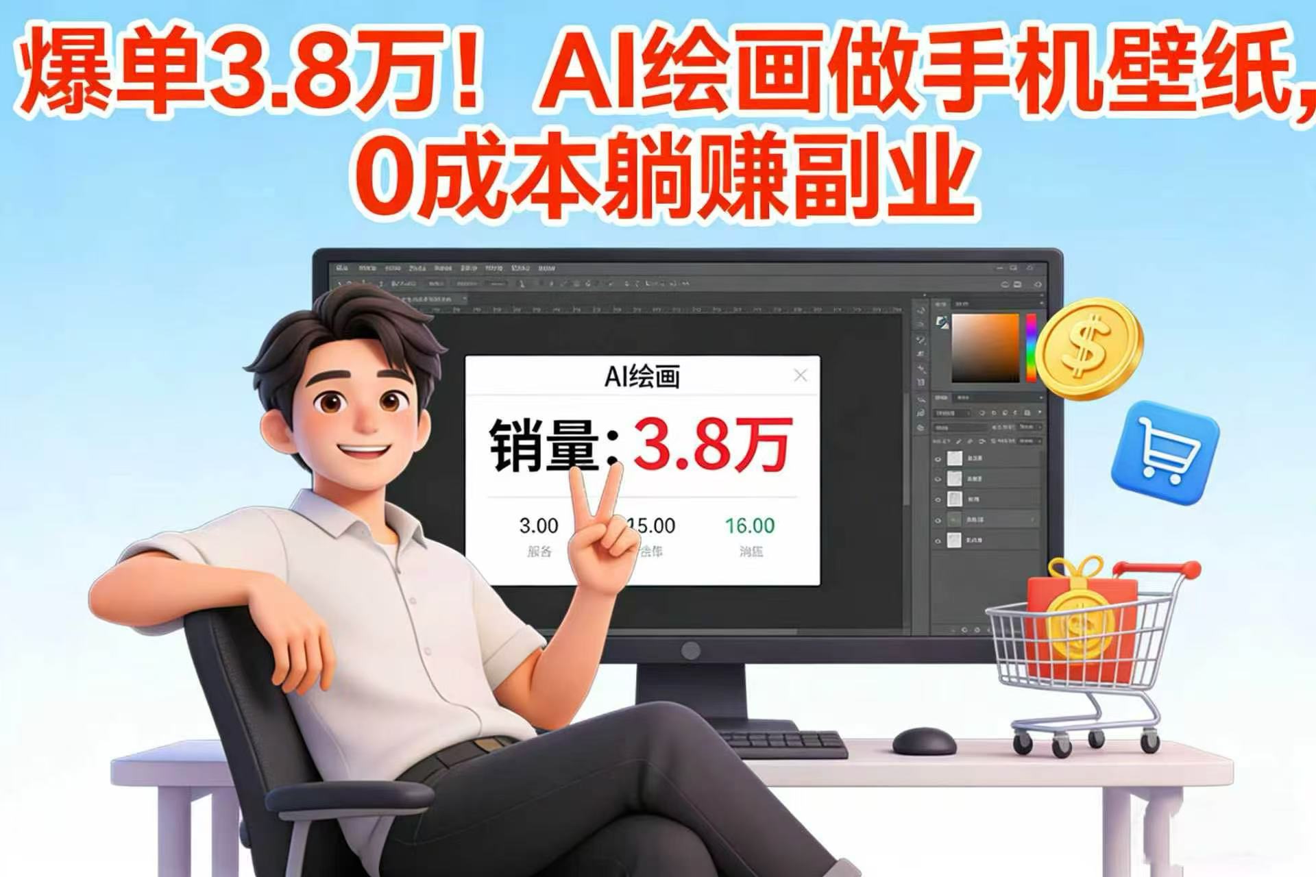 爆单 3.8 万！AI 绘画做手机壁纸，0 成本躺赚副业-盛洪云创-网创项目资源站-副业项目-创业项目-搞钱项目盛洪云创