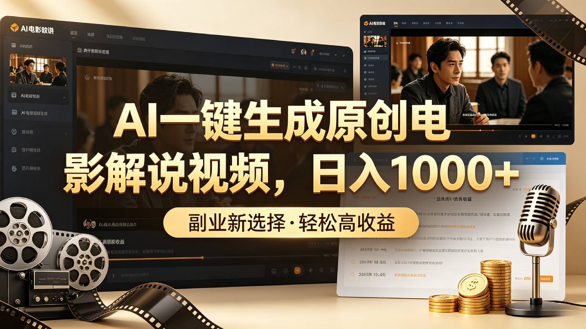 AI一键生成原创电影解说视频，日入1000+！-盛洪云创-网创项目资源站-副业项目-创业项目-搞钱项目盛洪云创