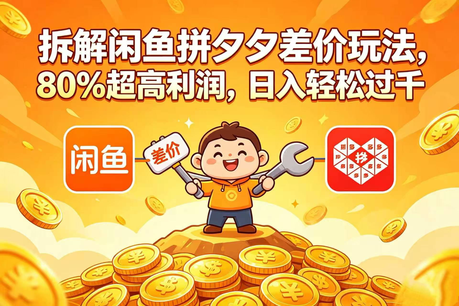 拆解闲鱼拼夕夕差价玩法，80% 超高利润，日入轻松过千-盛洪云创-网创项目资源站-副业项目-创业项目-搞钱项目盛洪云创